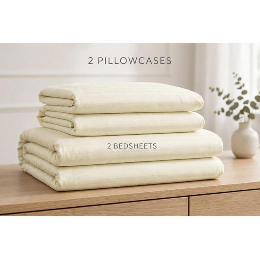 Generic Cotton Stripped bedsheets, 2 pcs Bedsheets,  2pcs pillow cases, 6X6 - image 2
