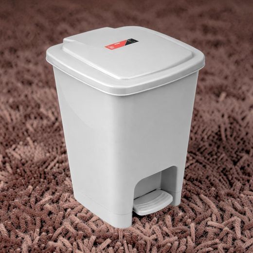30L Gray Hard Plastic Compact Size Easy Storage Step Pedal Waste Garbage Dust Bin 