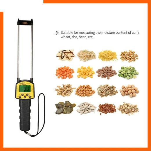 Smart Sensor Handheld Moisture Meter LCD Digital Grain Moisture Meter Hygrometer with Measuring Probe
