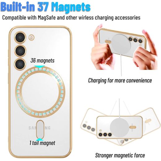 Generic Gold Electroplated Clear Case With Magnet, Compatible With Magsafe, Supports Wireless Charging, Case Cover for Samsung Galaxy S23+ (S23 Plus) - image 2