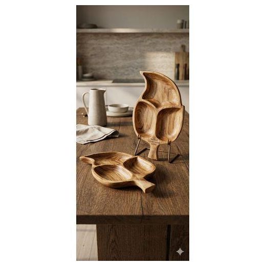 Party Platter Wooden leaf like wood brown plate