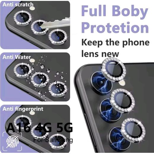 Samsung Galaxy A05s / A25  3-Piece Silver Diamond Metal Ring Camera Lens Protector - image 2