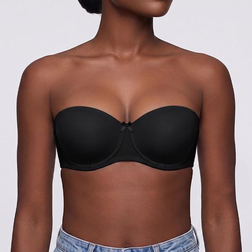 Binnys Beautiful Black Bra,Shoulders And Back Lingerie, Women's Convertible Demi Bra, Clear Straps, Clear Back Strap Balconette Bra,Transparent Straps, Replaceable Straps, Everyday Half Cup Bra