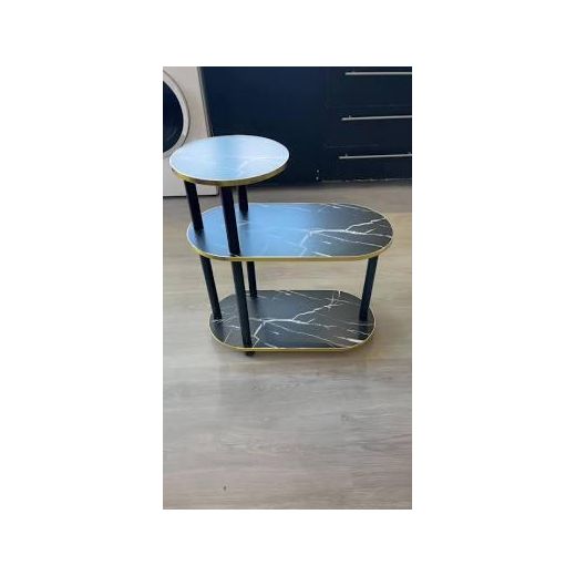 Generic Black 60x30x67cm 3 layer 2 oval round top trolley rack table - image 3