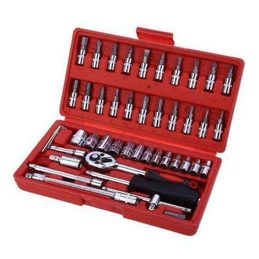 46pcs Tool Sets Car Repair Tool Kit Wrench Set Head Ratchet Pawl Socket Spanner Screwdriver Professional Metalworking Tool Kit