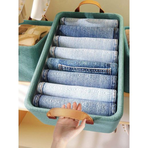 Foldable Clothes Closet Organizer Inner Layer Handle Fabric Storage Baskets Box Steel Frame Stackable Shelf Wardrobe for Clothes Toys 