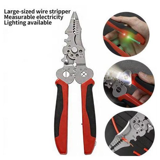 Generic Heavy Duty Multi-Function Wire Stripper, Voltage & Continuity Tester with LED Flashlight plus FREE GIFT