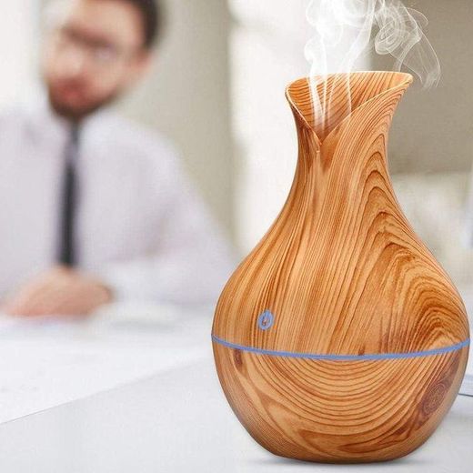 Generic Mini USB Wood Grain Ultrasonic Aroma Diffuser & Humidifier - 130ML Cool Mist Purifier with 7-Color LED Night Light for Home, Office, or Car - image 3