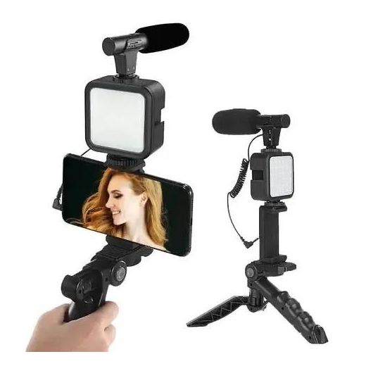 Ay-49 Vlogging Kit for iPhone, Android Phone with Tripod, 49 LED Light, Content Creator Kit