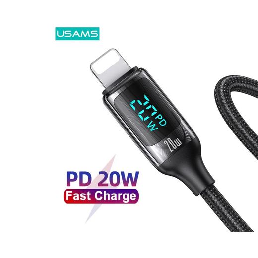 Usams SJ543 U78 Lightning Fast Charging Cable with LED Display 1.2m Aluminum Alloy For iPhone - image 2