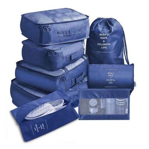 Generic 8Pcs Set Clothes Storage Bag Luggage Compression Travel Bag Packing Cubes Travel Organizer with Shoe Bag - image 2