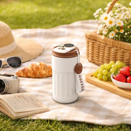 KITCHA Vacuum Coffee Cup Stainless Steel Mug LED Display Leak-proof Travel Thermal Mug - image 2
