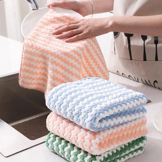 Generic 5 PCs 20by 20 cm Microfiber Cleaning Cloth, Dish Cloths for Washing Dishes, Ultra Absorbent Kitchen Towels Rags for Cleaning House Keeping - image 2