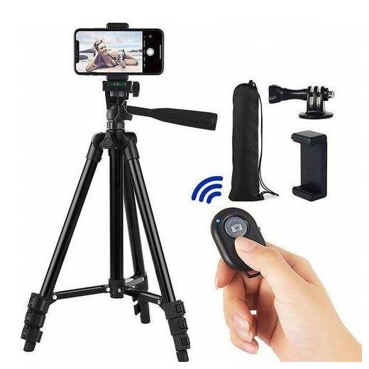 Generic Phone Tripod Extendable Aluminum Lightweight Camera Tripod Stand with Phone Clip Tripod for Phone and Camera