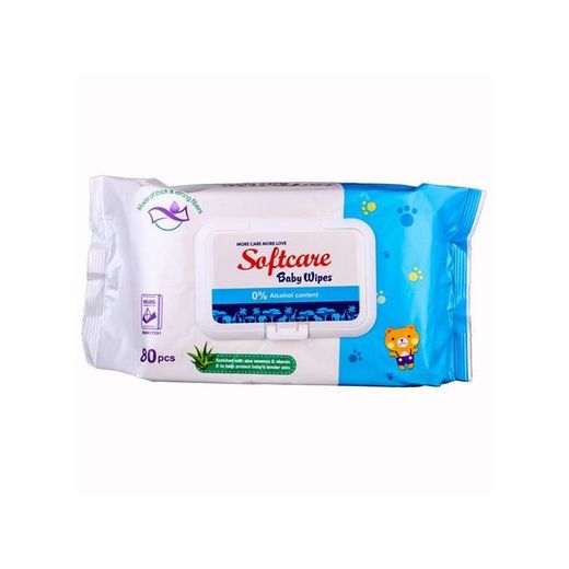 Softcare Softcare Baby Wet Wipes - Pack of 3, 80 Count Each, Hypoallergenic, Aloe Vera & Vitamin E, White & Blue - image 2