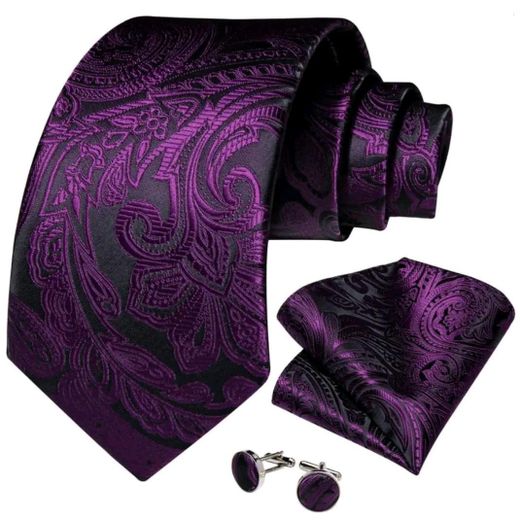 Paisley purple black necktie