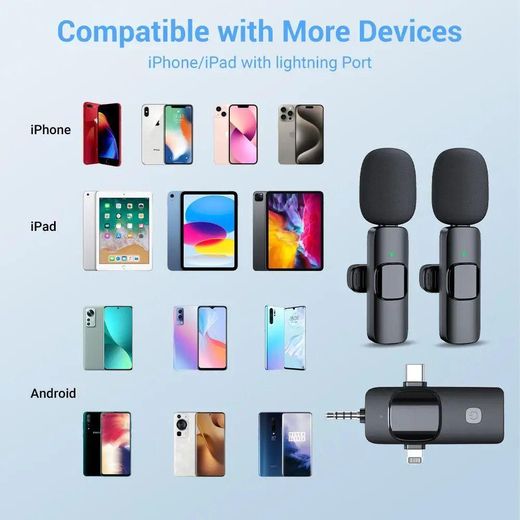 Generic Dual Wireless Lavalier Mic System with Intelligent Noise Reduction for Live Stream Podcast and Vlog - image 4
