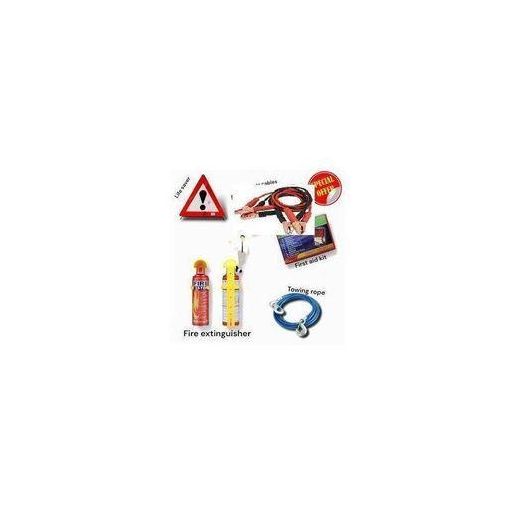 Fashion Classic Car LifeSaver Emergency Kit Package 5 In 1 Set / Car Emergency Kit – Jumper Cables, First Aid Kit, Towing Rope, Fire Extinguisher & Safety Triangle