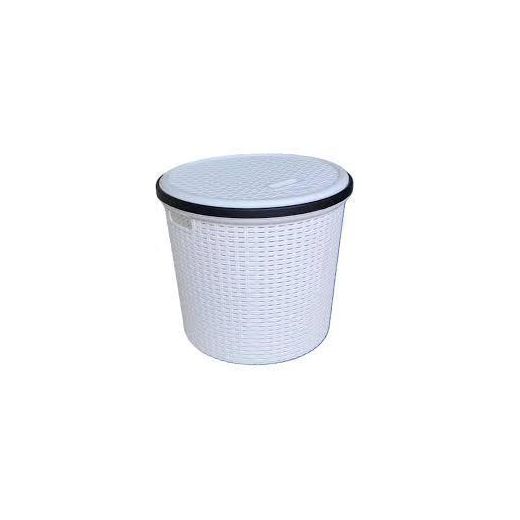 Generic Large Round Laundry Basket with Lid 42cm × 37cm – Woven Plastic Clothes Hamper & Laundry Storage Basket - image 2