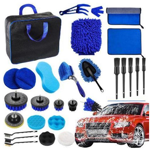 Generic  Car Detailing Cleaning Brushes Kit, 29 Pcs Car Interior Washing Tool Set, Automotive Detail Brushes for Car Exterior, Interior, Air Vents, Dashboard, Emblems, Engine, Wheel