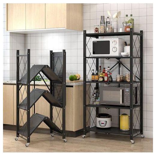 5 tier Big Size  Foldable Kitchen Rack with wheels