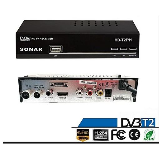 Sonar Sonar HD-T2F11 Free To Air Digital Decoder - HDMI, USB, Black - image 2