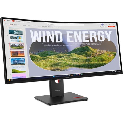 Lenovo ThinkVision T34WD-40 34" Ultrawide QHD Curved Monitor – 3440×1440 WQHD, USB-C Docking, RJ45 Ethernet, HDMI 2.1, DisplayPort 1.4, 1500R Curved Display, Eclipse Black – 64AEGAT1UK - image 2
