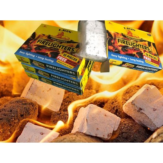 Lion Firelighters – 4 Packs (12 Pieces Each) – Charcoal & Jiko Starter