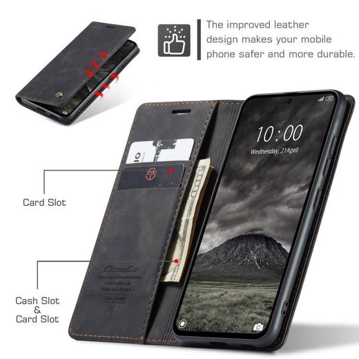 Caseme Retro Wallet Flip Cover for Redmi Note 14 Pro 5G/ Redmi Note 14 Pro plus(+) 5G – Premium PU Leather Kickstand Case with Card Slots - image 3