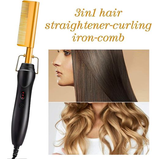 Generic Electric Hot Comb Hair Straightener - Ceramic Pressing Comb with Adjustable Heat & Anti-Scalding Cover for Natural Hair, Wigs & Extensions - image 3