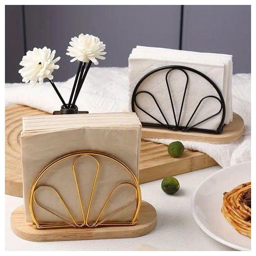 Generic Metallic Hemisphere Bamboo Base Serviet Holder, Stylish and Durable Napkin Holder for Kitchen, Dining Table, Office, and Outdoor Use, Modern Elegant Design, Rust-Resistant and Eco-Friendly - image 4