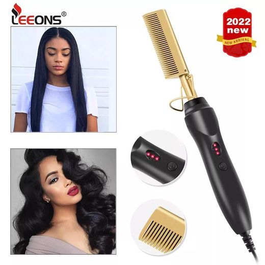 Generic Electric Hot Comb Hair Straightener Brush with Adjustable Settings Fast Heating Hot Comb Electric for Wigs Pressing Combs for Black Hair Professional Hair Straightener with Anti-Scald, Auto Shut-Off