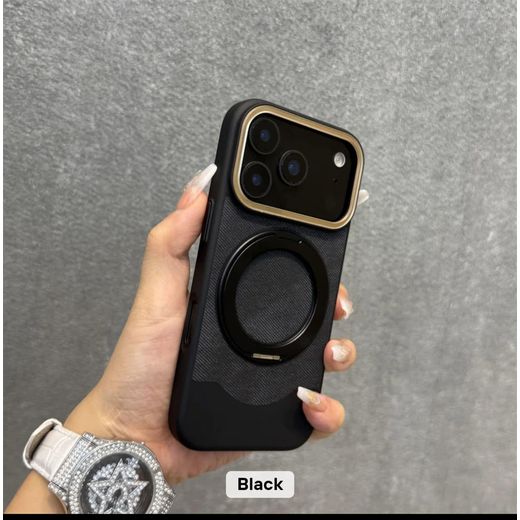 Apple Luxury PU Leather Soft Touch Case for iPhone 18 Pro Max – Magnetic Ring Holder Stand, Anti-Fingerprint Shockproof Cover
