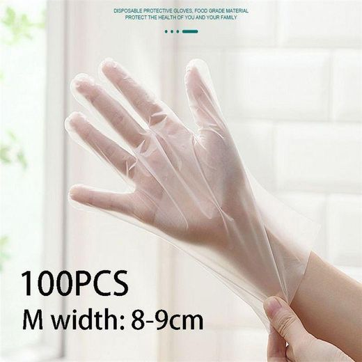 Generic  100PCS Disposable TPE Transparent Gloves Thickened Plastic