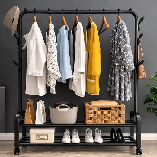 Generic Modern Clothes Rack Stand With 2 Lower Shelves