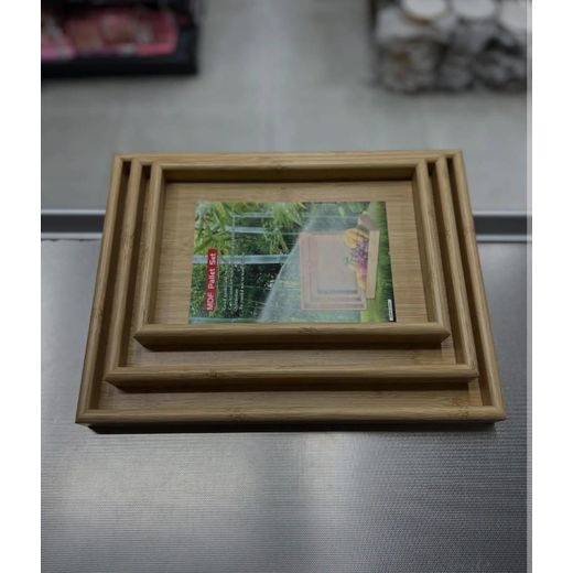 Generic 3pcs Wooden Rectangular Serving Tray Set for Kitchen Dining Home Breakfast Coffee Snack Presentation Durable Eco-Friendly Food Serving Platters - image 4