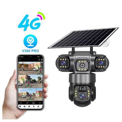 Generic V380 Triple Lens Camera Security Solar Camera with 4G Sim Card Slot - image 4