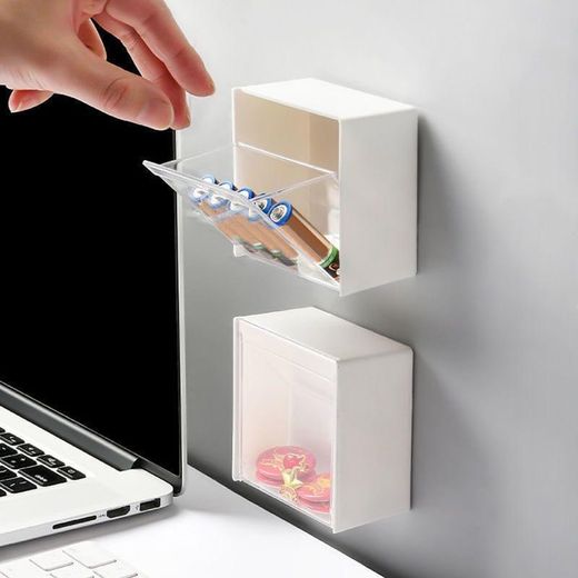 2pcs set Plastic Wall Mounted Storage Box Dustproof Bathroom Organizer