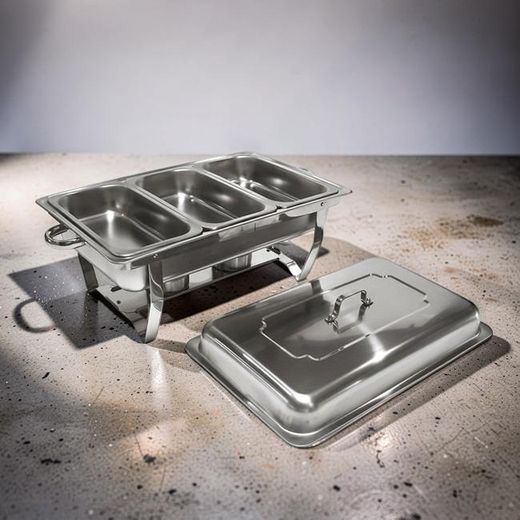Premium Hotel Buffet Serving Equipment with Triple Food Compartments for Catering and Banquet Service 11L Portable Stainless Steel Triple Chafing Dish Food Warmer