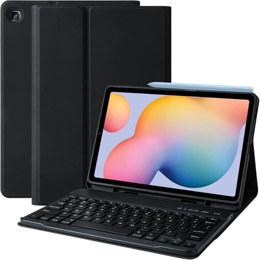 Generic Keyboard Case for Samsung Galaxy Tab S6 Lite 10.4 Inch 2022/2020, Galaxy Tab S6 Lite SM-P610/P613/P615/P619 Tablet Cover Case with Detachable Wireless Keyboard S Pen Holder, Black