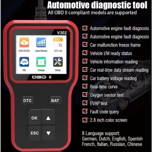 Generic V302 Professional OBD2 Car Scanner – Full Engine System Diagnostic Tool, Automotive Code Reader & Trouble Shooter - image 2