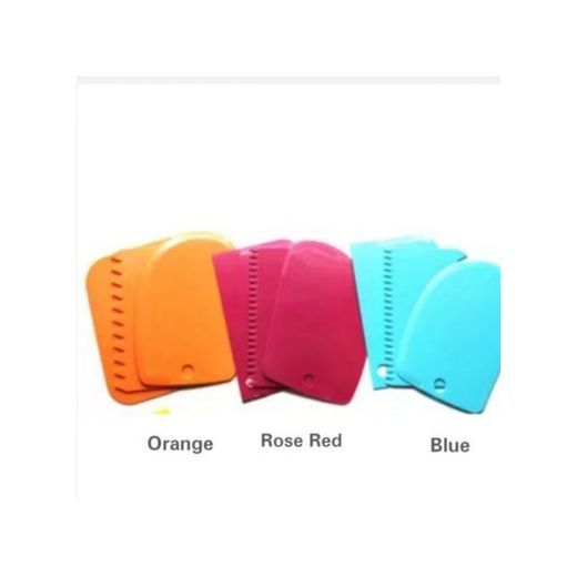 Generic 3-Piece Cake Decorating Scraper Set - Food Grade Plastic, Serrated Edges, Easy Storage - image 2