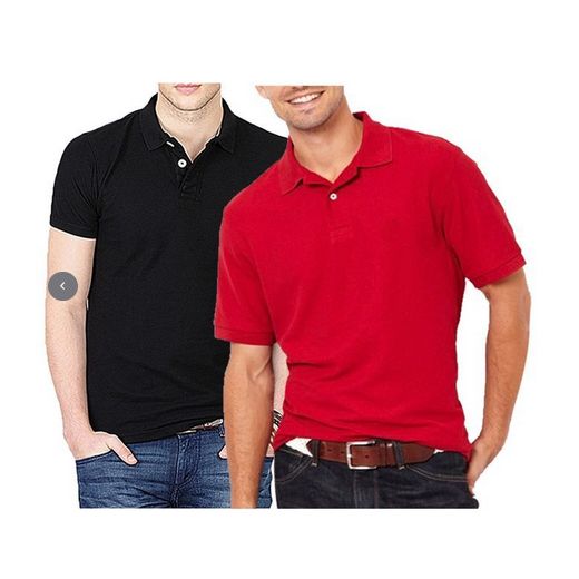Fashion 2-In-1 Men's Polo T-Shirts- Red+black
