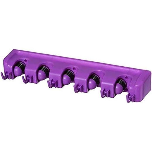 Generic Broom Mop Holder Tidy Organizer, Wall Mounted Organizer with 5 Position 6 Hooks for Brush Mop and Broom Tool Storage - image 2