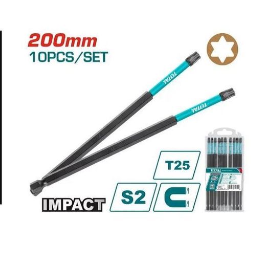 TOTAL T25, 200mm Impact Screwdriver Bits Set of 10 Pcs– TACIM16T2583 - image 2