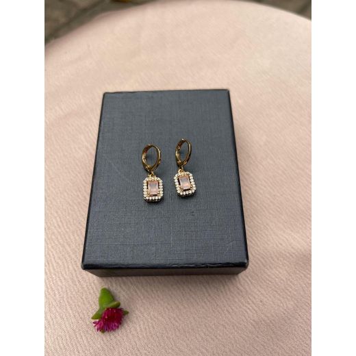 Xuping Jewelry Elegant gold coated hypoallergenic drop and dangle earrings - Light pink
