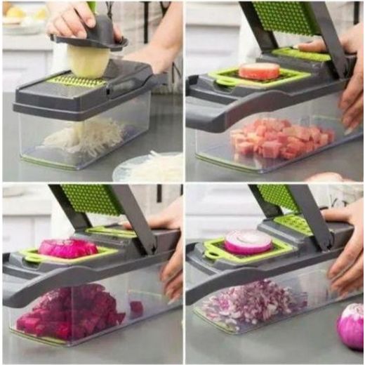 Generic Multifunctional Vegetable Chopper,  Slicer Dicer Cutter With 8 Interchangeable Blades - image 2