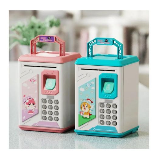 Electronic Bank Atm Password Fingerprint Money Box Cash Coins