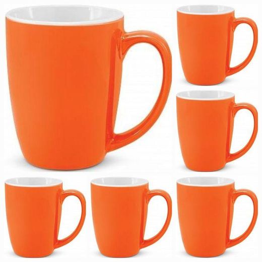 Set Of 6 Ceramic Coffee/Tea Mugs - Orange