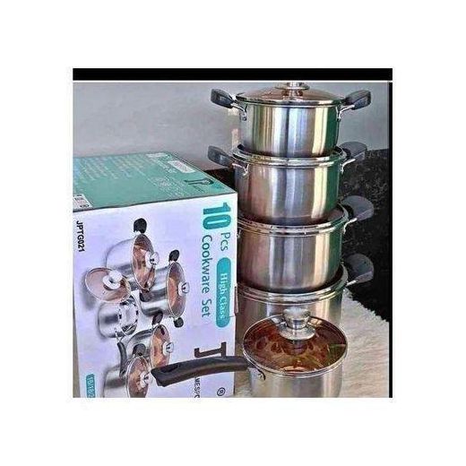 JP Jamesport  JP Premium Quality Stainless Steel Cookware Sets Pot Sufuria With Glass Lids & Heavy duty induction base 10 PCS - Recommended - image 2